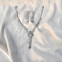 Thumbnail for Elegant Bridal CZ AD Jewelry Set – Silver Necklace & Earrings Wedding Accessories