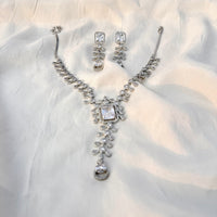 Thumbnail for Elegant Bridal CZ AD Jewelry Set – Silver Necklace & Earrings Wedding Accessories