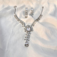 Thumbnail for Elegant Bridal CZ AD Jewelry Set – Silver Necklace & Earrings Wedding Accessories