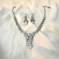 Thumbnail for Beautiful Bridal Jewelry Set For Bride, Diamond Necklace and Earrings Set, Teardrop Pendant & Earrings Statement Necklace