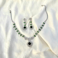 Thumbnail for Emerald Green Crystal Jewelry Set – CZ AD Bridal Necklace & Earrings Set | Wedding Jewelry