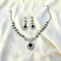 Thumbnail for Emerald Green Crystal Jewelry Set – CZ AD Bridal Necklace & Earrings Set | Wedding Jewelry