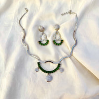 Thumbnail for Emerald CZ AD Necklace Set – Bridal Statement Jewelry | Indian & Pakistani Wedding Jewelry