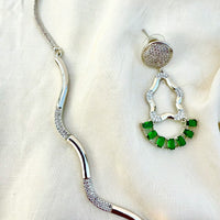 Thumbnail for Emerald CZ AD Necklace Set – Bridal Statement Jewelry | Indian & Pakistani Wedding Jewelry