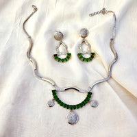 Thumbnail for Emerald CZ AD Necklace Set – Bridal Statement Jewelry | Indian & Pakistani Wedding Jewelry