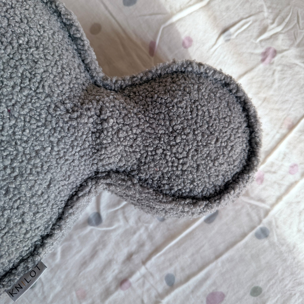 Handmade Boucle Mouse Head Pillow | Soft Teddy Nursery Cushion | Minimal Kids Room Decor | Plush Playroom Pillow