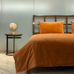Thumbnail for Close-up of terracotta velvet duvet cover and pillow sham set