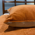 Thumbnail for Cotton backing of terracotta velvet duvet cover shown folded