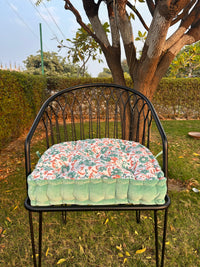 Thumbnail for Handmade U-Shape Chair Cushion with Ties white Flowers Print