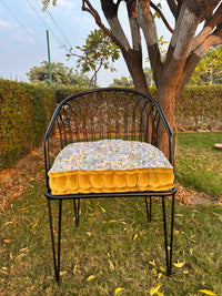 Thumbnail for Tufted Chair Pad - Printed Cotton, Velvet Trim, Customizable