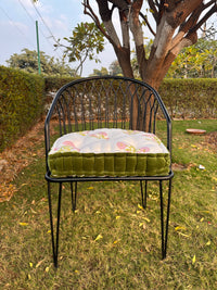 Thumbnail for Handmade U-Shape Chair Cushion with Ties white Flowers Print