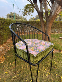 Thumbnail for Handmade U - Shape Chair Cushion with Ties white Flowers Print