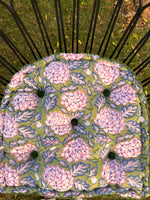 Thumbnail for Moss Green Block Printed Cotton U-Shape Chair Pad with Velvet Trim - Tufted Seat Cushion