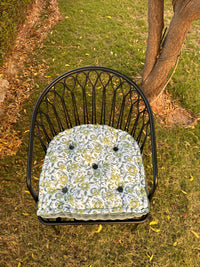 Thumbnail for Tufted Chair Pad - Printed Cotton, Velvet Trim, Customizable