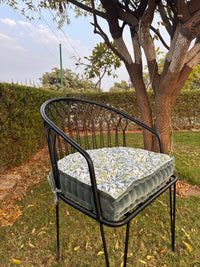 Thumbnail for Handmade U-Shape Chair Cushion with Ties white Flowers Print