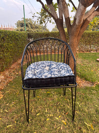 Thumbnail for Customizable Tufted Chair Pad – Printed Cotton with Velvet Trim