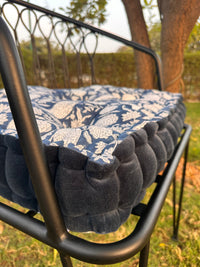 Thumbnail for Customizable Tufted Chair Pad – Printed Cotton with Velvet Trim