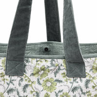 Thumbnail for Cotton printed Velvet Cotton Quilted Tote Bag: flower Print, Boho Indian Style