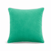 Thumbnail for Jade Green White piping Cotton Velvet Cushion Cover