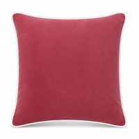 Thumbnail for Light Red White piping Cotton Velvet Cushion Cover