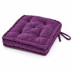 Thumbnail for Lavender Cotton Velvet square Chair pad with ties