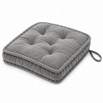 Thumbnail for Light grey Cotton Velvet square Chair pad with ties