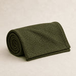Thumbnail for Rolled Moss Green Bouclé bed runner on a neutral background