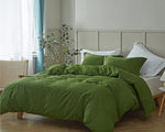 Thumbnail for Moss Green Cotton Duvet Cover: 400 TC Washed Bedding Set