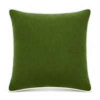 Thumbnail for Moss green White piping Cotton Velvet Cushion Cover