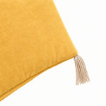 Thumbnail for Mustard Cotton Velvet Bed Runner | Hand-Tucked Bed Scarf with Tassels | Luxury Sofa Throw
