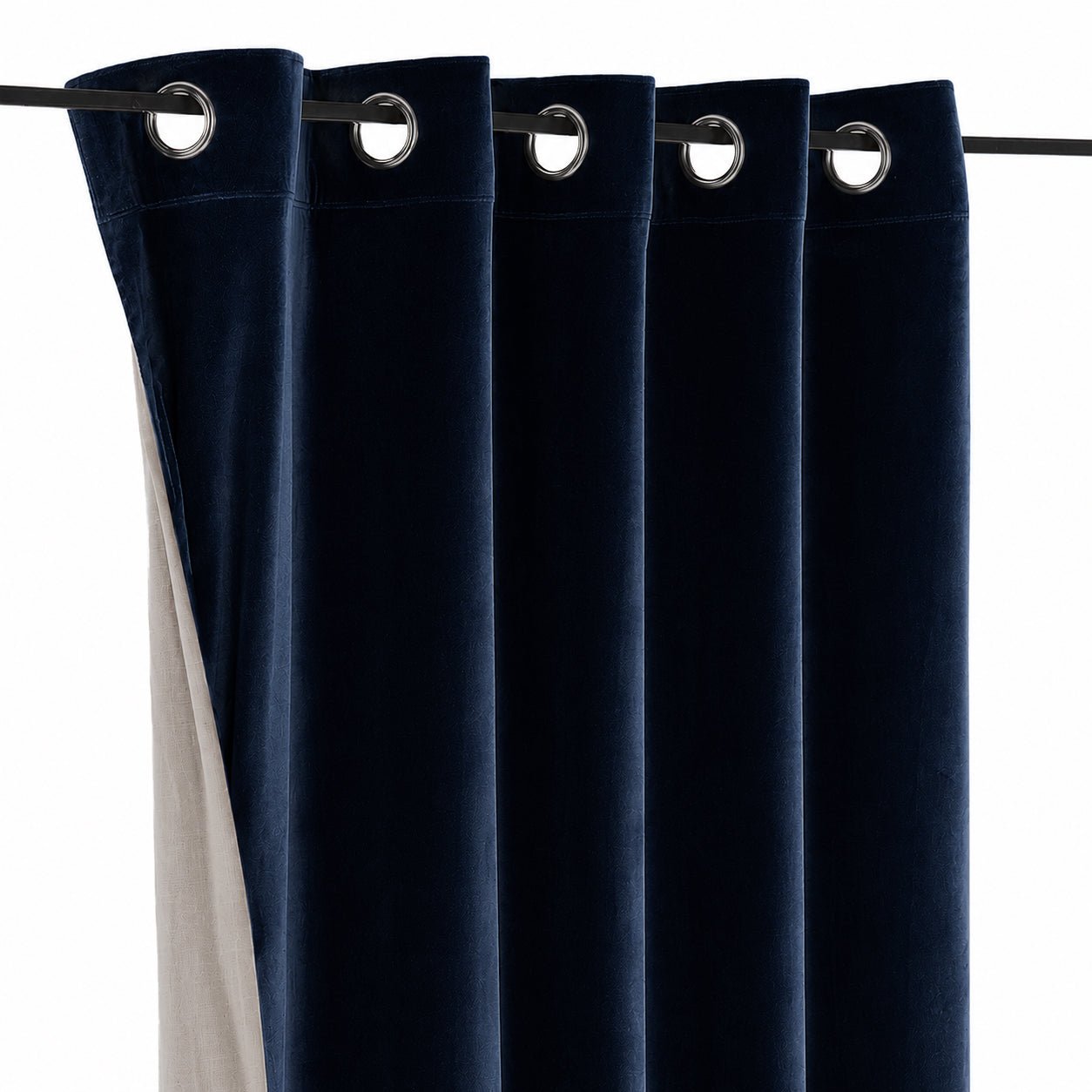 Navy Cotton Velvet Curtains