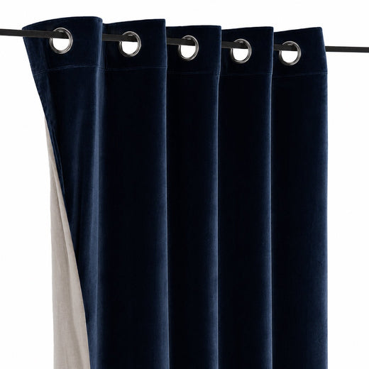 Navy Cotton Velvet Curtains