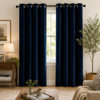 Thumbnail for Navy Cotton Velvet Curtains