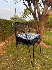Thumbnail for Customizable Tufted Chair Pad – Printed Cotton with Velvet Trim
