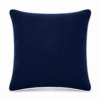 Thumbnail for Navy Blue White piping Cotton Velvet Cushion Cover