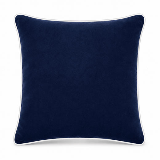 Navy Blue White piping Cotton Velvet Cushion Cover
