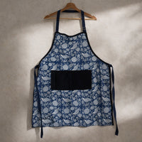 Thumbnail for Handmade Block Print Cotton Apron, Velvet Pocket, Adjustable Straps