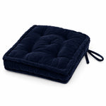 Thumbnail for Navy Cotton Velvet square Chair pad with ties