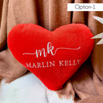 Thumbnail for Personalized Heart Pillow - Custom Embroidered Velvet Cushion - Romantic Valentine’s Gift for Him/Her