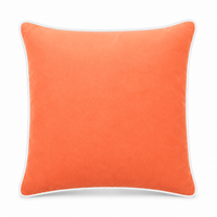 Thumbnail for Orange White piping Cotton Velvet Cushion Cover