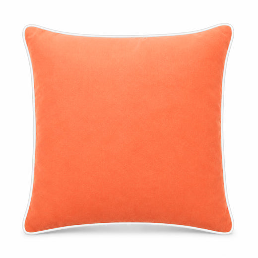 Orange White piping Cotton Velvet Cushion Cover