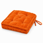 Thumbnail for Orange Velvet square Chair pad with ties