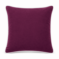 Thumbnail for Plum White piping Cotton Velvet Cushion Cover
