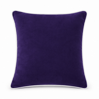 Thumbnail for Purple White piping Cotton Velvet Cushion Cover