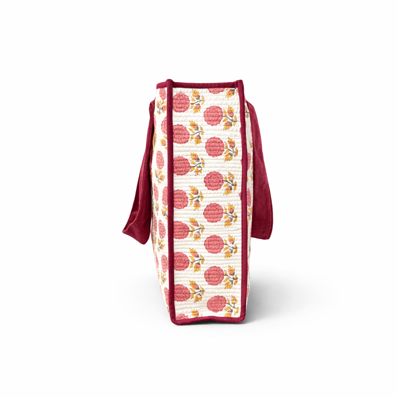 Cotton printed Velvet Cotton Quilted Tote Bag: flower Print, Boho Indian Style