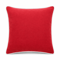 Thumbnail for Red White piping Cotton Velvet Cushion Cover