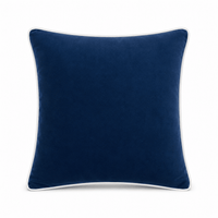 Thumbnail for Royal Blue White piping Cotton Velvet Cushion Cover