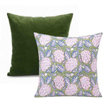 Thumbnail for Moss Green Reversible Velvet Pillow Cover, Hand Block Cotton Cushion Case
