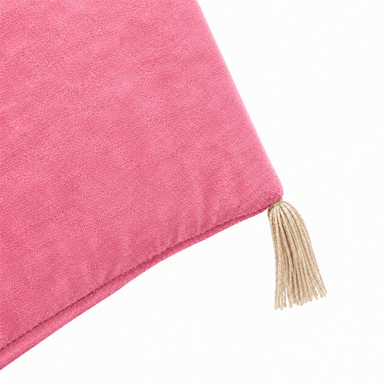 Rose Pink Cotton Velvet Bed Runner | Hand-Tucked Bed Scarf with Tassels | Luxury Sofa Throw