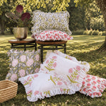 Thumbnail for Block Print Ruffle Pillow Cover – Cotton Frill Cushion Cover, Rustic Decorative Throw Pillow Case for Bedroom, Sofa & Home Decor